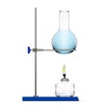 Realistic Chemical Laboratory Equipment. Glass Flask, Beaker, Spirit Lamp