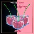 realistic cherry in ice cubes vector illustration. Royalty Free Stock Photo