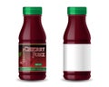 Realistic cherry juice bottle isolated on white. 3d juice package design and with blank label. Vector illustration Royalty Free Stock Photo