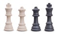 Realistic chess king and queen. Main pieces on chessboard. Set of white and black figures Royalty Free Stock Photo