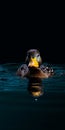 Realistic Chiaroscuro Duck Swimming In Water