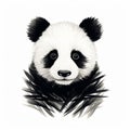 Realistic Chiaroscuro Panda Bear Illustration On White Background Royalty Free Stock Photo