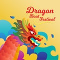 Realistic china dragon boat festival illustration chinese celebration tradition vector design poster Royalty Free Stock Photo