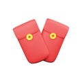 Realistic Chinese Money Envelope 3D Icon In Red And Golden