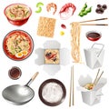 Realistic Chinese Noodles Set