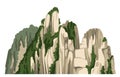 Realistic chinese rocky mountain. Asian scenery element isolated on white background.