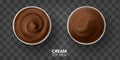 Realistic chocolate cream, yoghurt, mousse, ice cream Set TOP view. Set of special 3d effects. Isolated On transparent Royalty Free Stock Photo