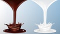 Realistic Chocolate And Milk Flow With Splash Royalty Free Stock Photo