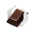 Realistic Chocolate Piece Fly In Milk Cream Ring Royalty Free Stock Photo