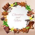 Realistic Chocolate Round Frame Background Royalty Free Stock Photo