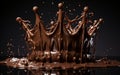 Rewrite this title : Realistic chocolate splash bursts and crown Generative AI