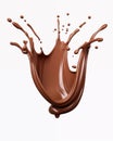 Realistic chocolate splash on white. Liquid chocolate crown splash. Generative ai Royalty Free Stock Photo