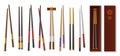 Realistic chopsticks. Asian tableware. Traditional Japanese or Chinese wooden cutlery. Isolated sushi food stick pairs Royalty Free Stock Photo