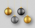 Realistic Christmas balls isolated on transparent background.