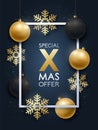 Realistic Christmas design with inscription Special Xmas Offer. Royalty Free Stock Photo