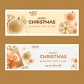 realistic christmas horizontal banners set abstract design vector illustration Royalty Free Stock Photo