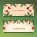 realistic christmas horizontal banners set abstract design vector illustration Royalty Free Stock Photo