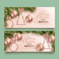 realistic christmas sale banners vector design illustration Royalty Free Stock Photo