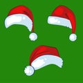 Realistic christmas santa claus red hats isolated vector set Royalty Free Stock Photo