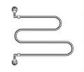 Realistic chrome heated towel rail and curved M coil pipe