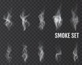 Realistic cigarette smoke waves. Vector. Royalty Free Stock Photo