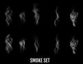 Realistic cigarette smoke waves. Vector Royalty Free Stock Photo