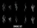 Realistic cigarette smoke waves. Vector. Royalty Free Stock Photo