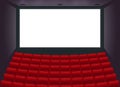 Realistic cinema empty hall or cinema theatre film with white empty screen entertainment movie. eps vector.