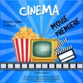 Realistic Cinema Poster. Movie Premiere. Template Banner with TV
