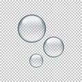 Realistic circle water drops on transparent background.
