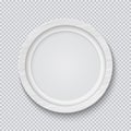 Realistic circle white wooden photo frame isolated on transparent background. Vector illustration. Royalty Free Stock Photo