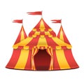 Realistic Circus Tent Vector. Red And Yellow Stripes. Cartoon Big Top Circus Tent Illustration Royalty Free Stock Photo