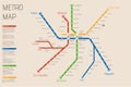 Realistic city metro map. Vector background illustration. Abst