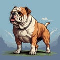 Realistic Cityscape Bulldog: Vibrant 2d Game Art Illustration