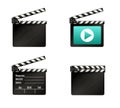 Realistic clapper.cinema.Board on a white background.film.time.vector illustration. Royalty Free Stock Photo