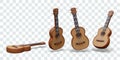 Realistic classical guitar in different positions. Stringed musical instrument Royalty Free Stock Photo