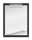 Realistic clipboard with a few blank white sheets of paper