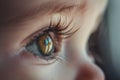 Realistic close up shot beautiful natural brown child\'s baby eye with long eyelashes. Eyes are the mirror of the soul Royalty Free Stock Photo