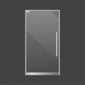 Realistic closed glass door. Exterior store element, modern transparent supermarket, office or boutique, shop or mall Royalty Free Stock Photo