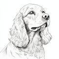 Realistic Cocker Spaniel Dog Portrait In Detailed Illustration Style