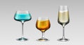 Realistic cocktail glass with alcohol drink vector