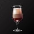 Realistic cocktail irish coffee glass vector illustration