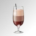 Realistic cocktail irish coffee glass vector illustration