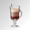 Realistic cocktail irish coffee glass vector illustration