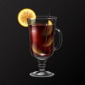 Realistic cocktail long island ice tea glass vector illustration Royalty Free Stock Photo