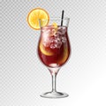 Realistic cocktail long island ice tea glass vector illustration Royalty Free Stock Photo