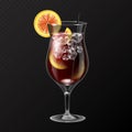 Realistic cocktail long island ice tea glass vector illustration Royalty Free Stock Photo