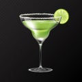 Realistic cocktail margarita glass vector illustration Royalty Free Stock Photo