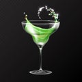 Realistic cocktail margarita glass vector illustration Royalty Free Stock Photo