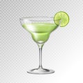 Realistic cocktail margarita glass vector illustration Royalty Free Stock Photo